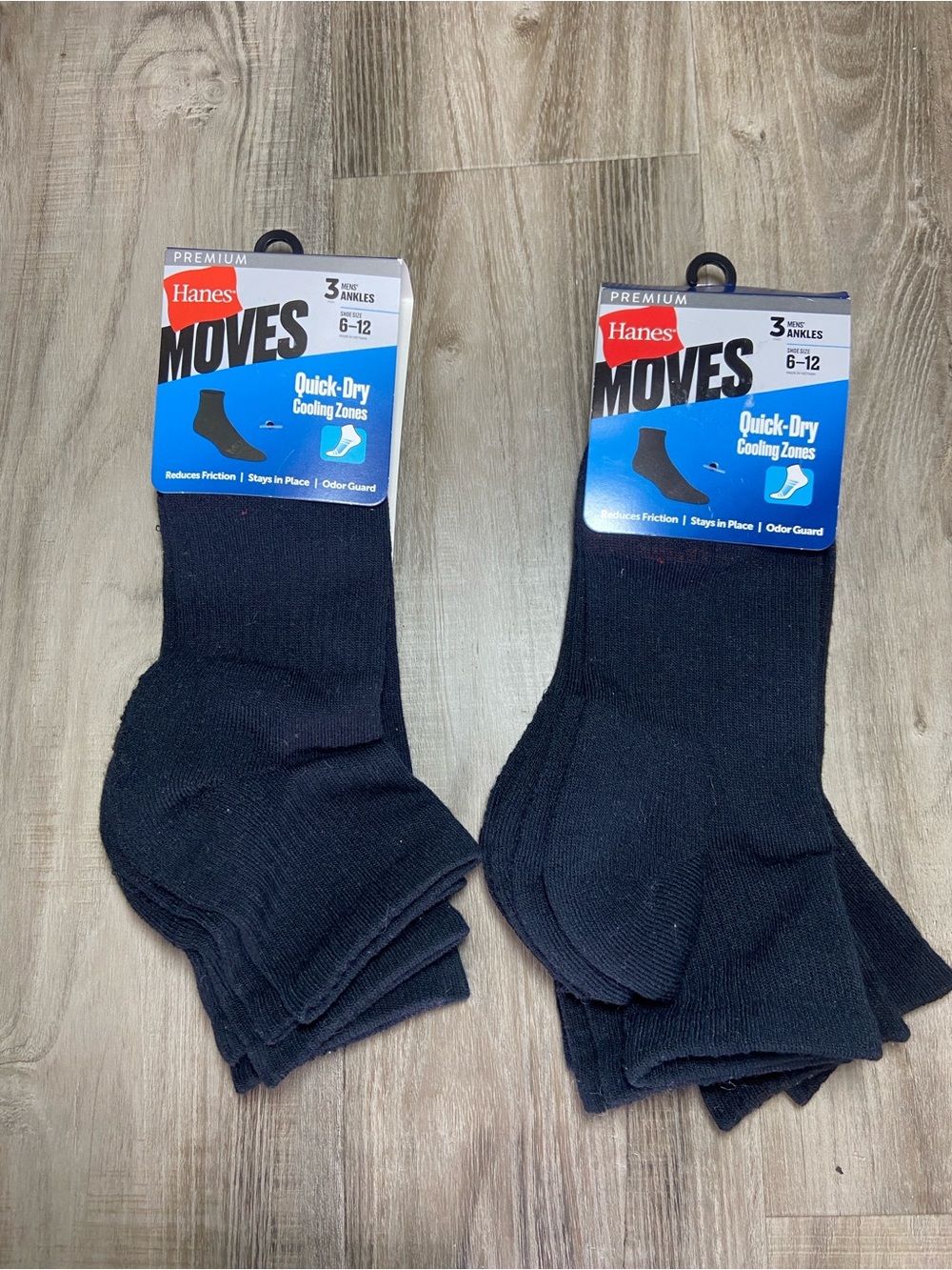 Hanes Cool DRI Men's Ankle Socks with Ventilation, 3-Pairs Black 6-12, 2pk